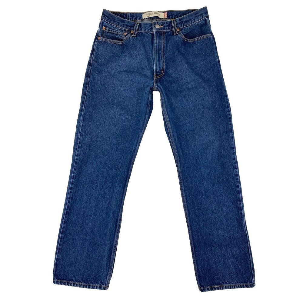 Levi's 505 Jeans Mens Regular Fit Denim Blue Size 34x30 (32x32.5 Measured)